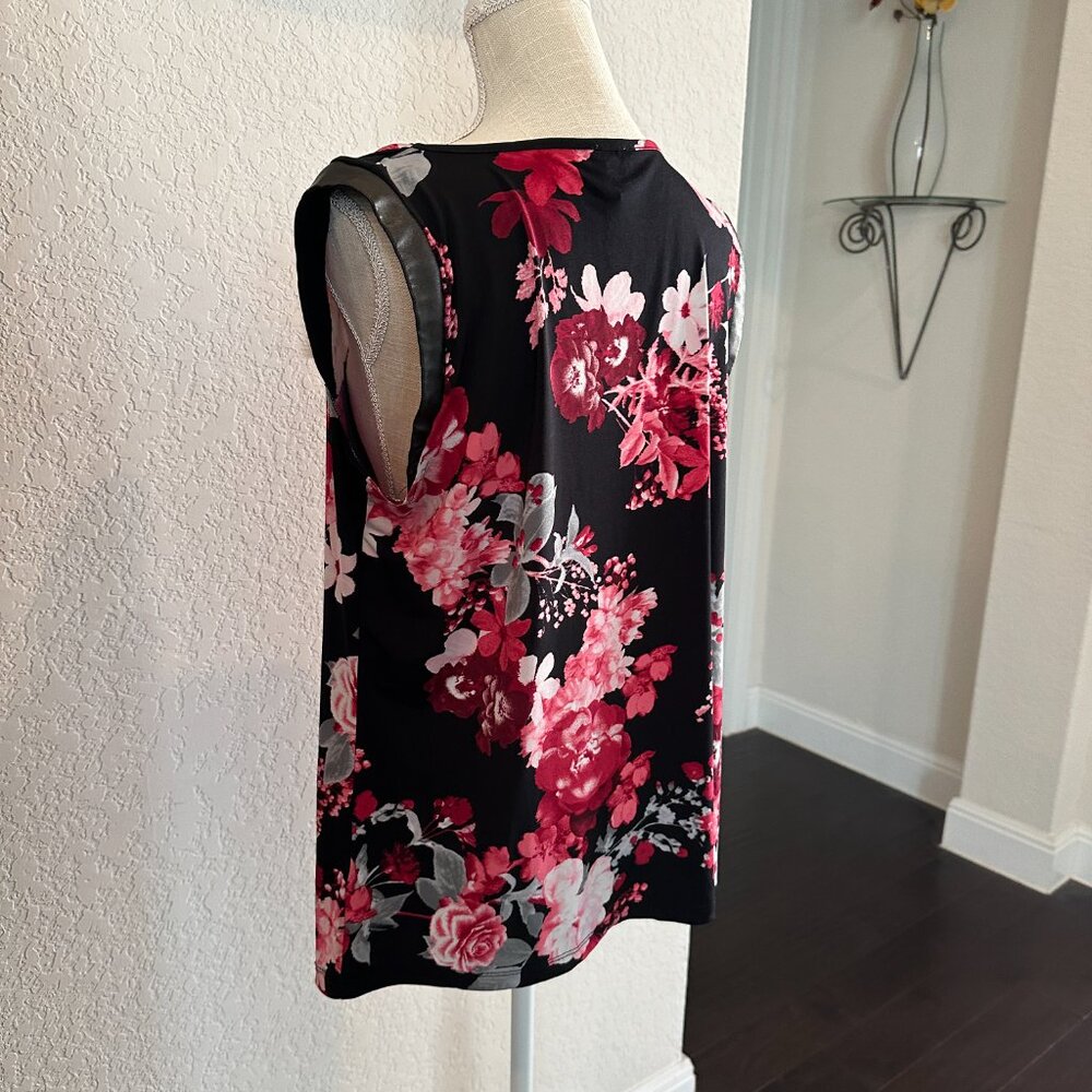 Anne Klein Sleeveless Shell Top with Faux Leather Accents - Picture 6 of 8